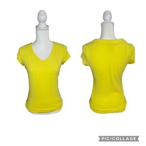 Lole Everyday Wear V-neck Slim Fit Yellow Organic Cotton Top Size Medium - GUC